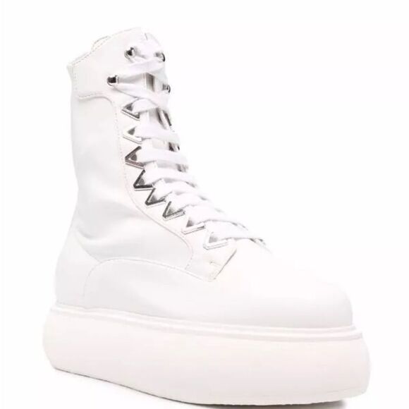 The Attico Women's White Selene Platform Leather Combat Boots SZ 37.5 NWT $1248 - Picture 2 of 5